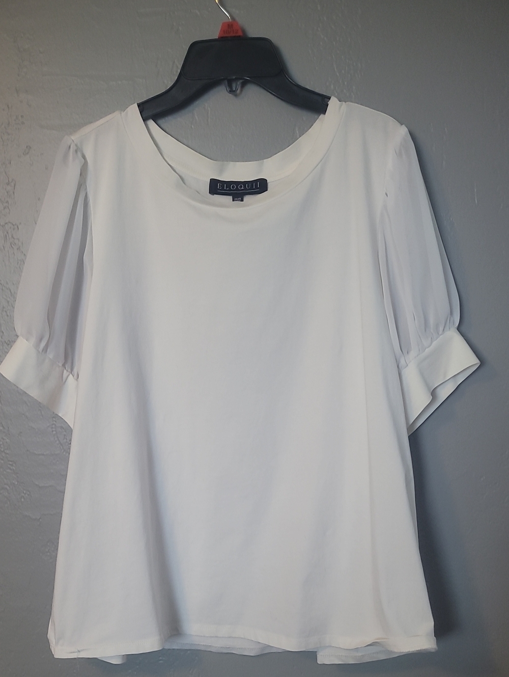 Eloquii White Short Puff Sleeve Blouse